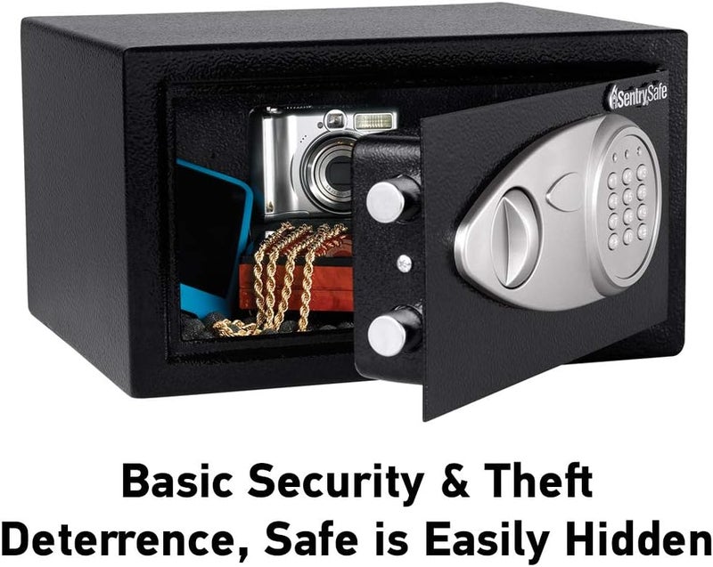 SentrySafe Medium Safe with Digital Keypad, Lock Box with Code has Interior Lining and Bolt Down Kit that Secures Pistol, Money, 0.41 Cubic Feet, 7.6 x 11.4 x 10.4 Inches, X041E - Image 4